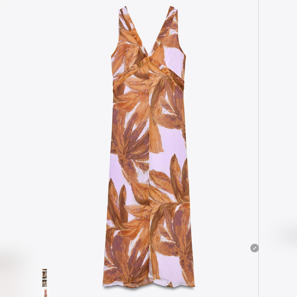 Zara Brown and White Abstract Print Sleeveless Dress - Picture 6 of 12